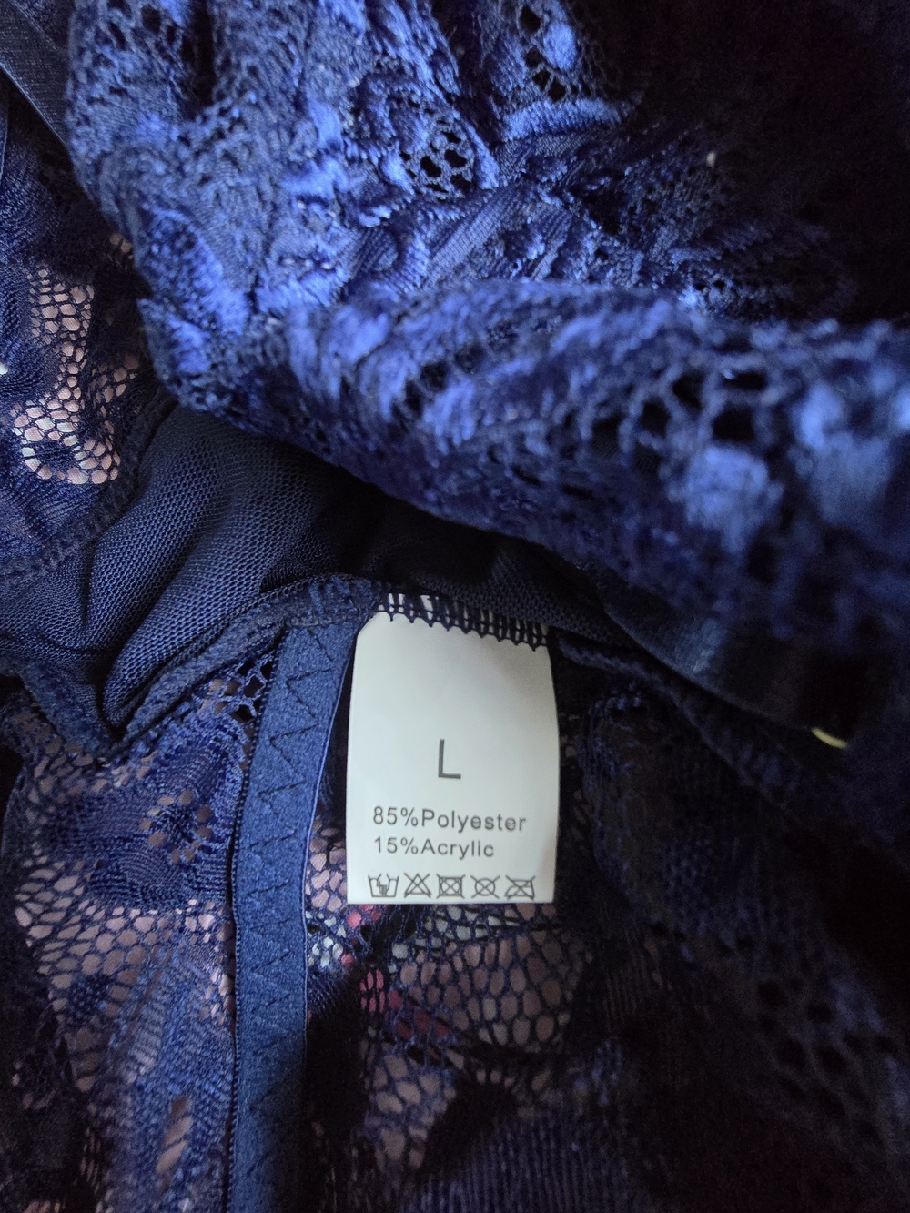 Navy Blue Lace Plunge Teddy Bodysuit - Women Intimates - Picture 6 of 9
